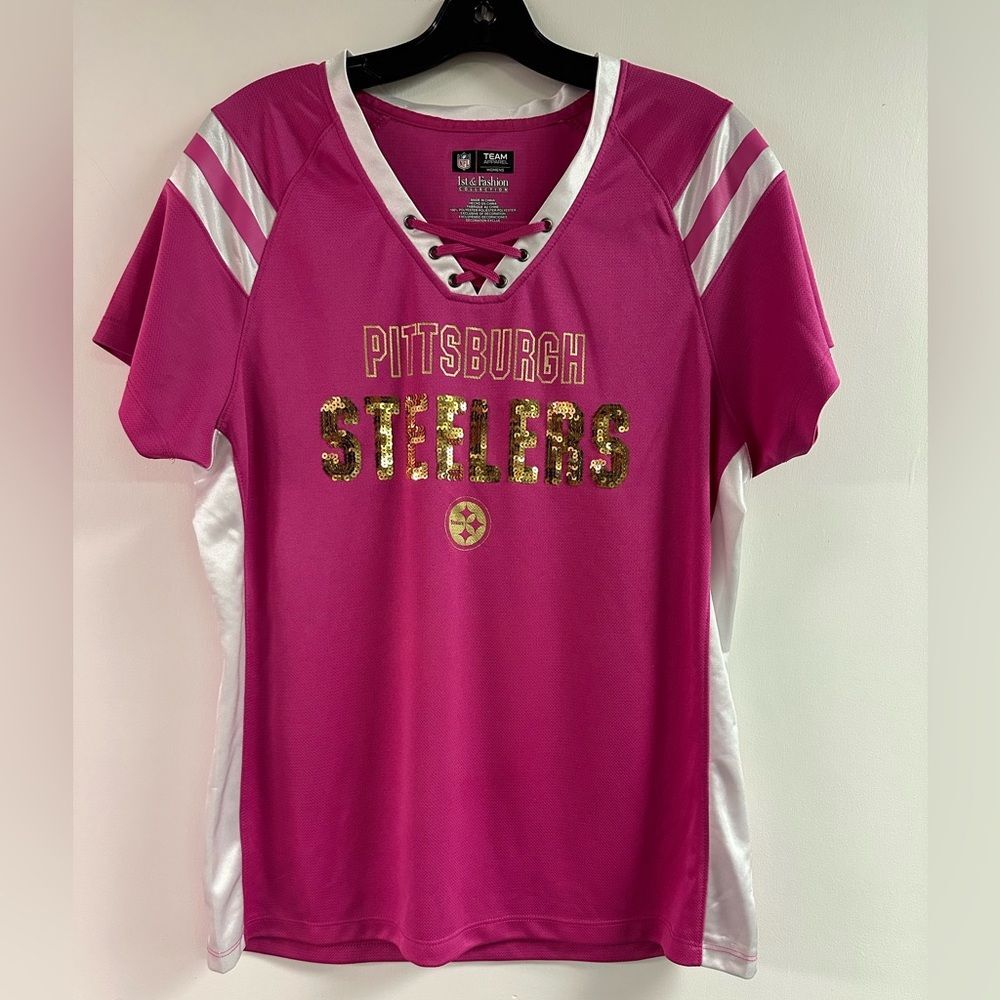 Women’s Pittsburgh Steelers Glam Sequin Team Shirt Size XL
